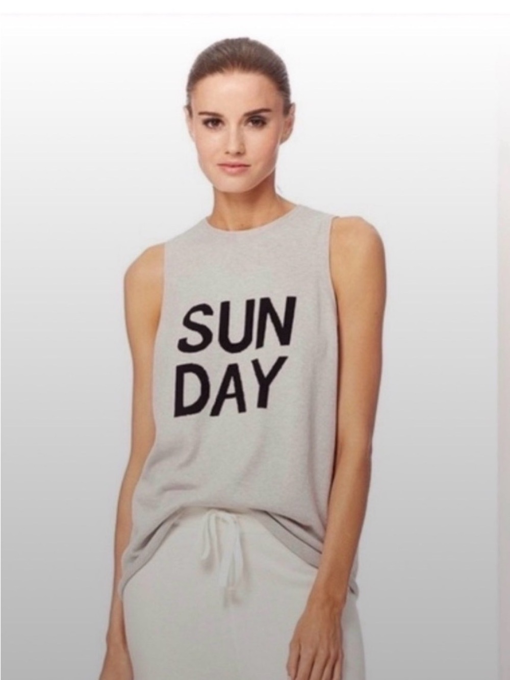 360 Cashmere Gray “Sunday” Tank Top – Graphic Sleeveless Tee – Size S
